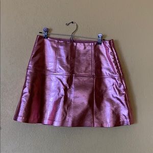 Faux leather Satin A-line Skirt